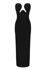 Luxury Push Up Strapless High Slit Bandage Maxi Formal Dress - Black