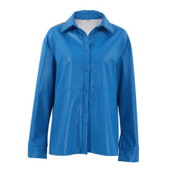 Long Sleeve Pointed Collar Shirt - Royal Blue