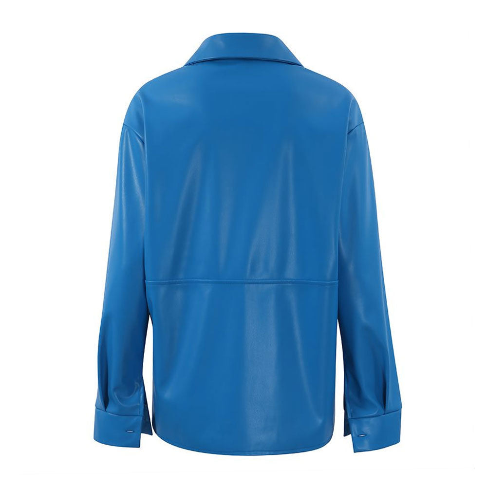 Long Sleeve Pointed Collar Shirt - Royal Blue
