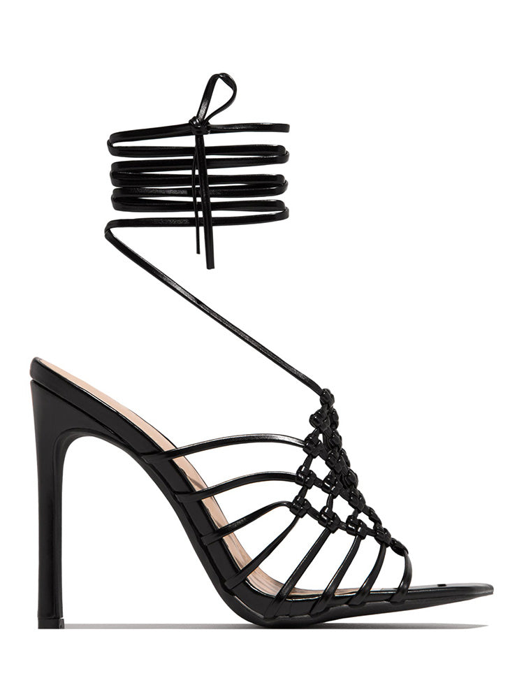 Crochet Lace Up High Heels