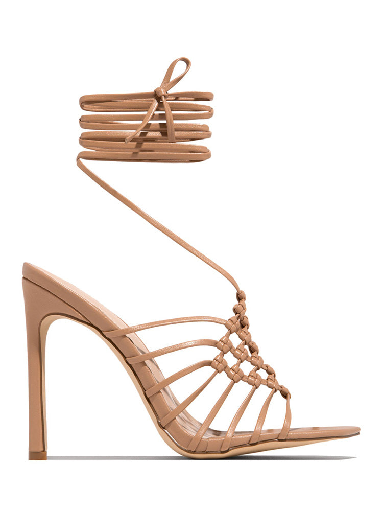 Crochet Lace Up High Heels