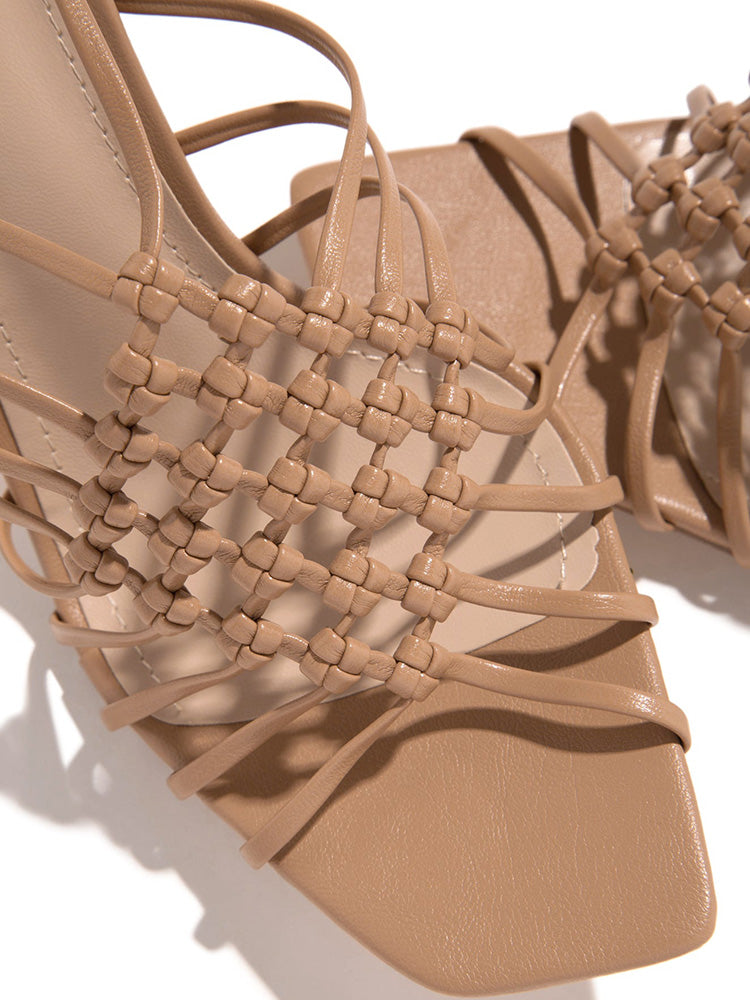 Crochet Lace Up High Heels