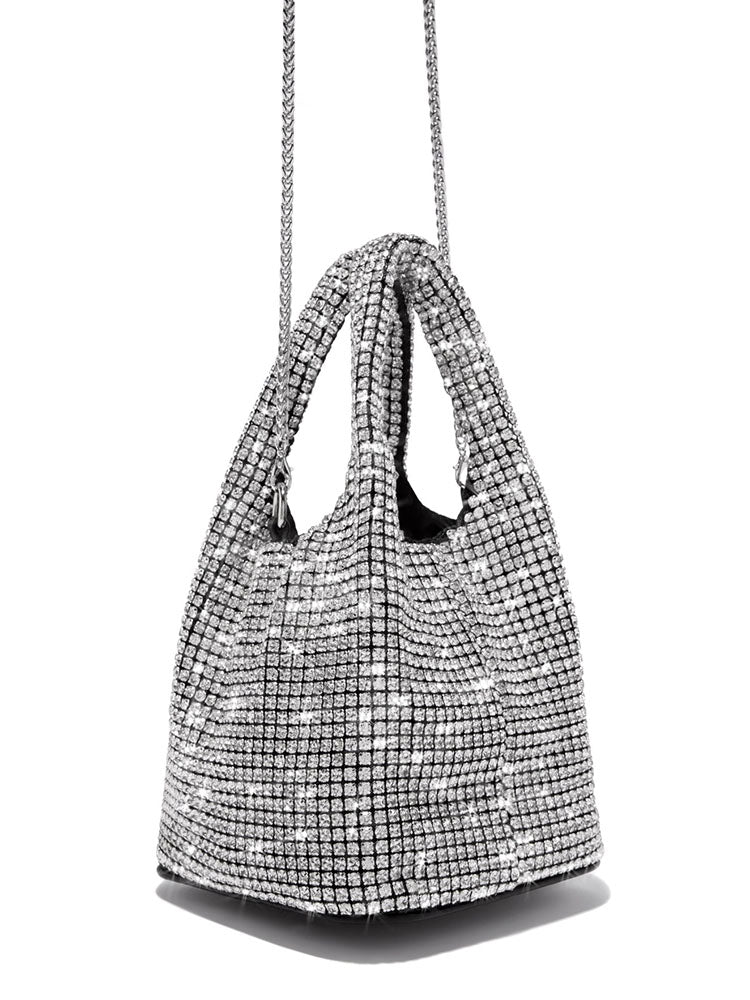 Bolso tipo cubo con diamantes de imitación