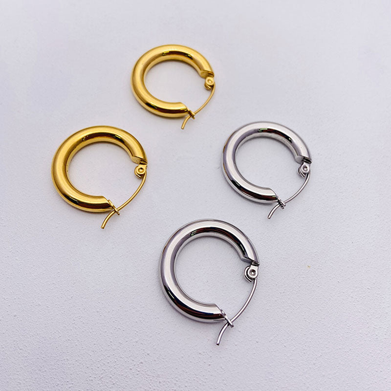 Plated Chunky Small Hoop Earrings - Gold