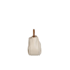 Tragetasche Aus Leder Mit Schleife Und Scrunch-besatz - Beige