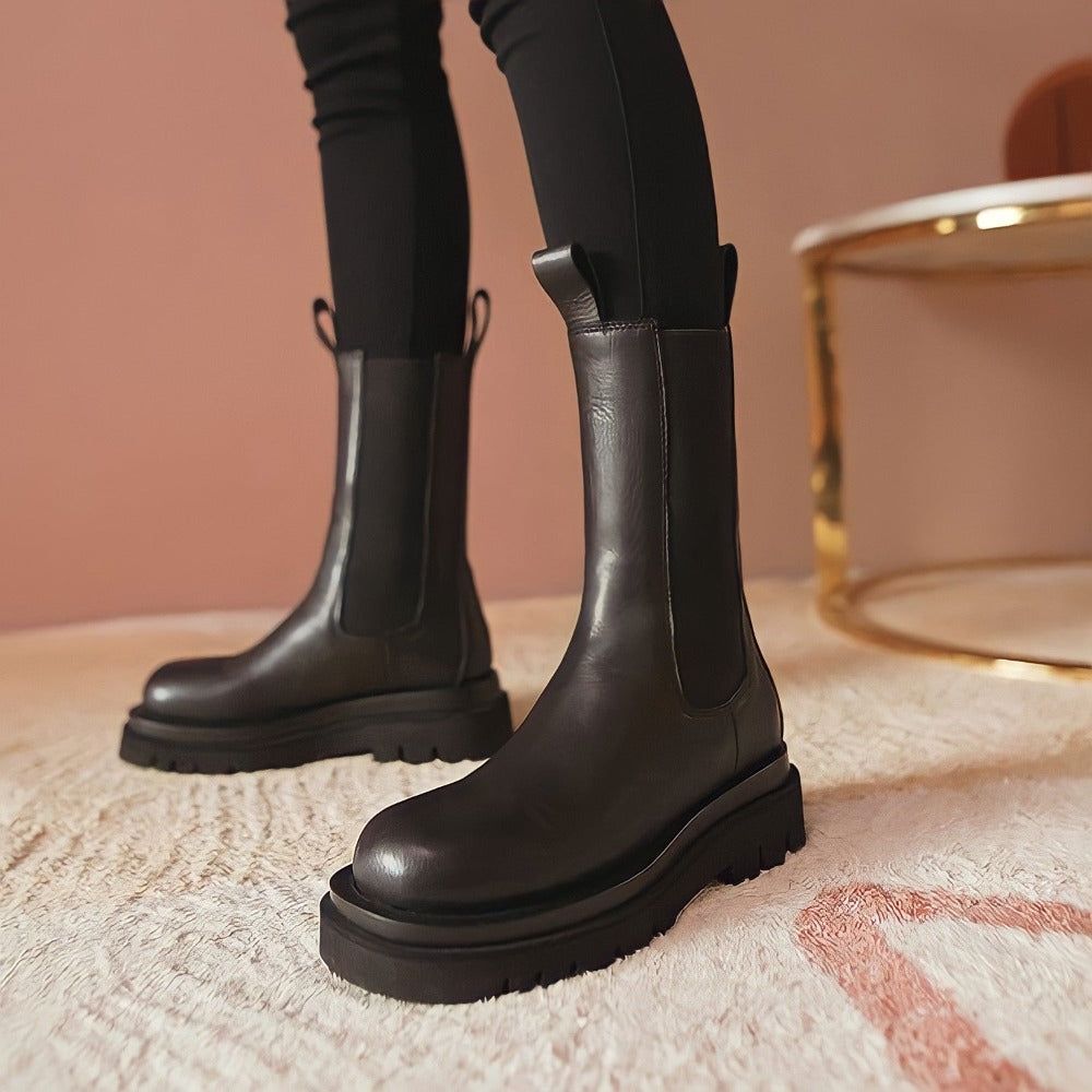 Paulina Chunky Flat Mid-Calf Boots