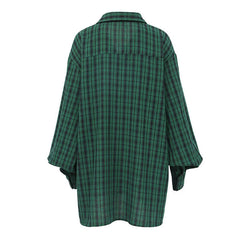 Drop Shoulder Bishop Sleeve Button Up Shirt - Emerald Green