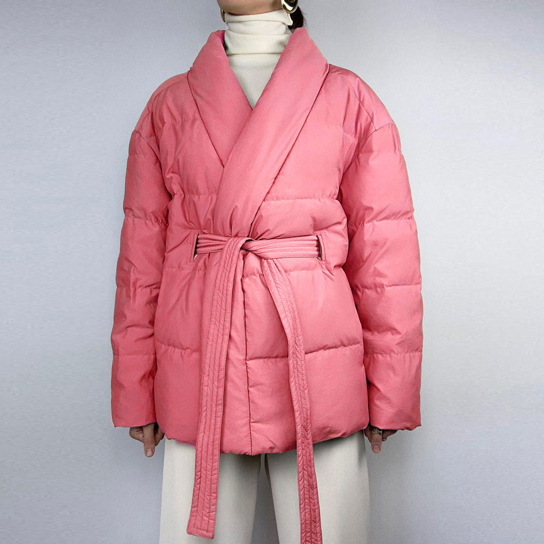 shawl puffer jacket
