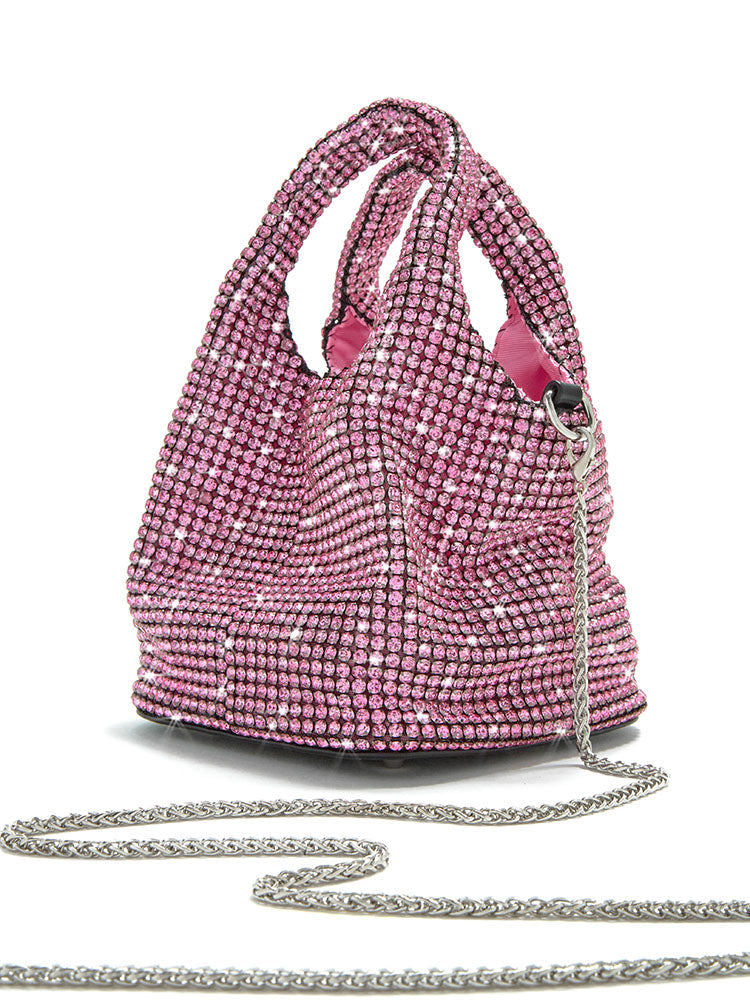 Bolso tipo cubo con diamantes de imitación