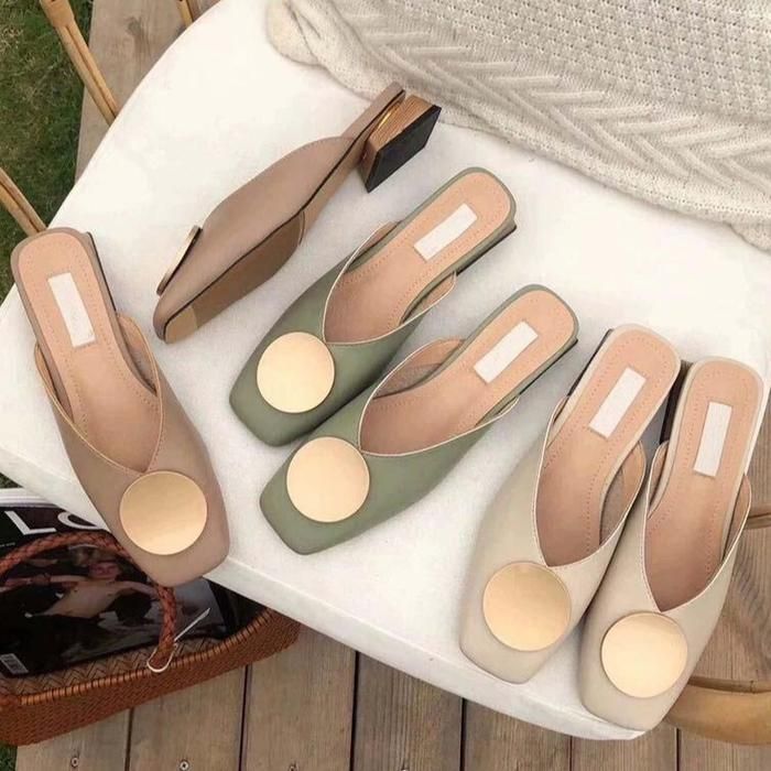 Zapatillas de tacón de madera con punta cuadrada Sunset