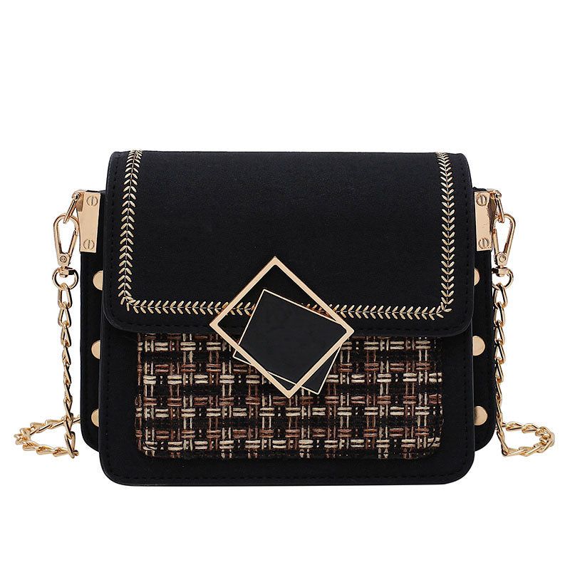 Bolso bandolera con cadena y cuadros tejidos Parker