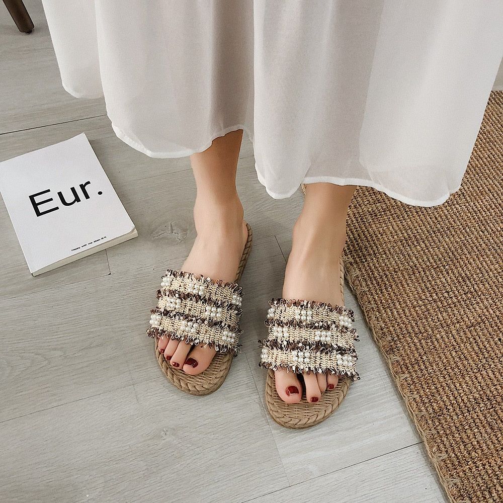 Marin Faux Pearl Decor Slippers