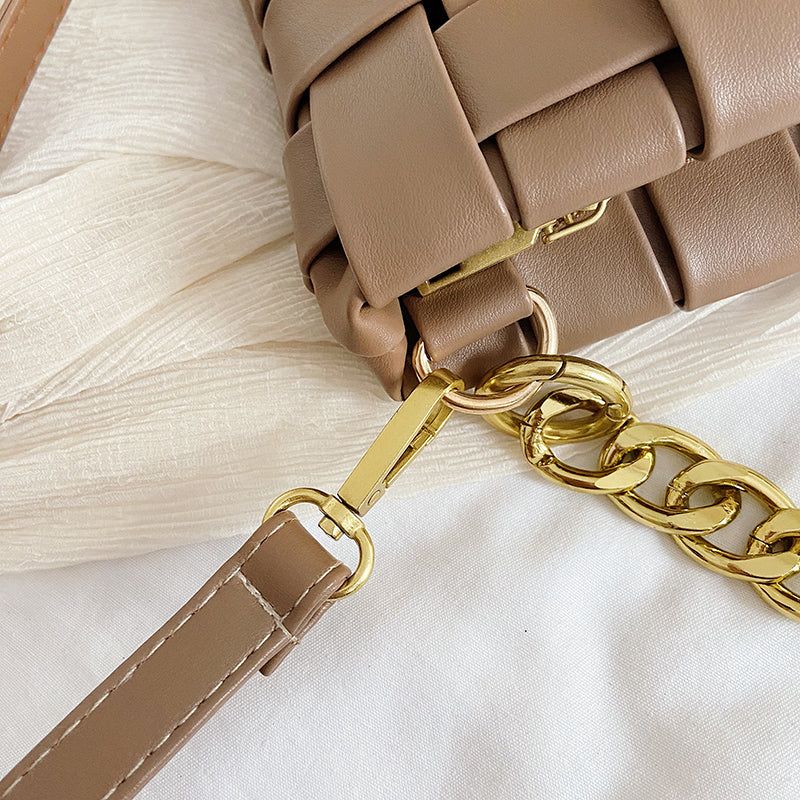 Primrose Oversized Weave Gold Chain Shoulder Bag