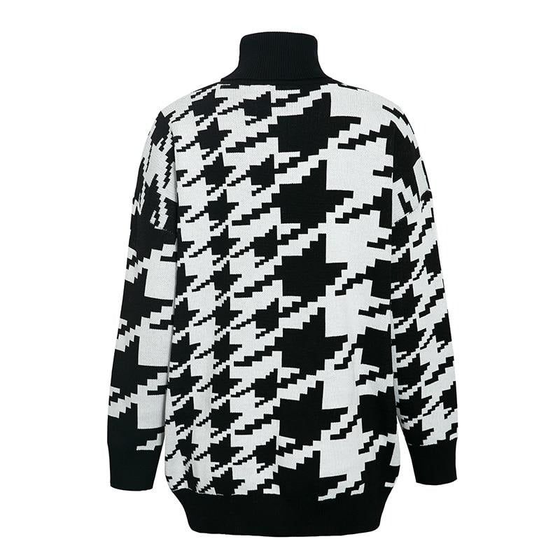 Madisyn Houndstooth Pattern Knit Sweater