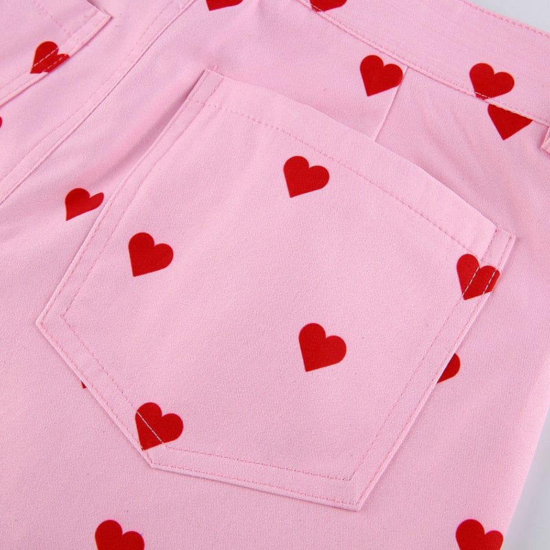 Henny Heart Print High Waist Pants
