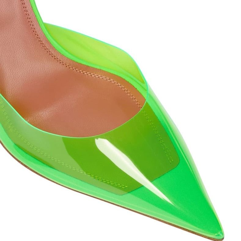 Juicy Pointed Toe Neon Transparent Heels
