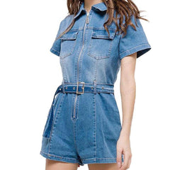 Damen-Overall-Shorts mit Reißverschluss