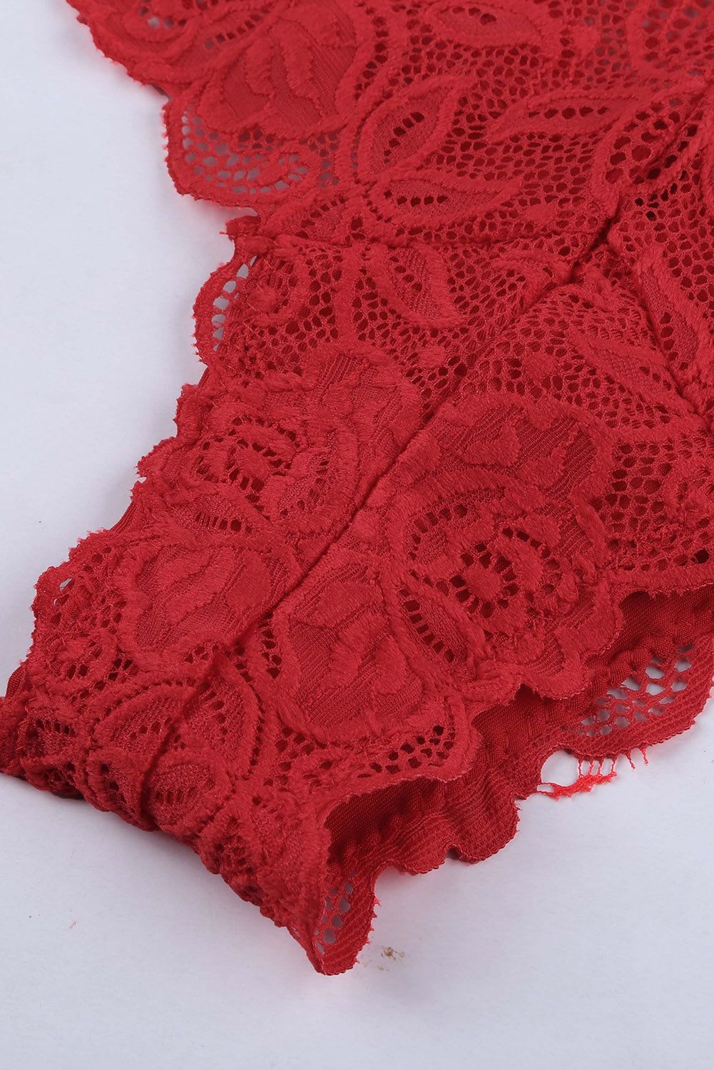 Conjunto de lencería bralette de encaje rojo de amor romántico