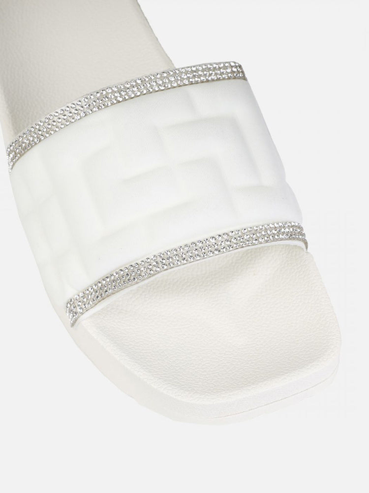 Sandalias con tiras anchas y diamantes de imitación