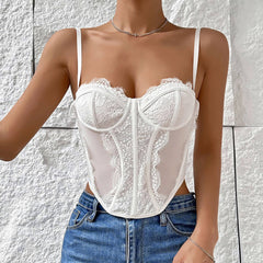 Bustier-Korsett mit Bügel aus Wimpernspitze - Weiß