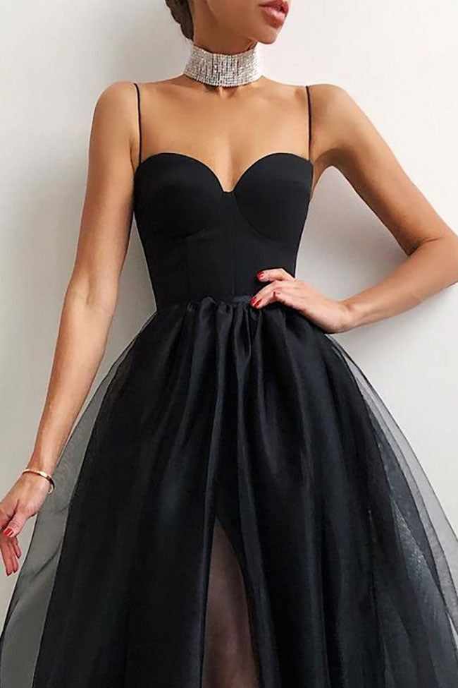 Silky Sweetheart Sleeveless Satin Mesh Fit & Flare Cocktail Midi Dress - Black