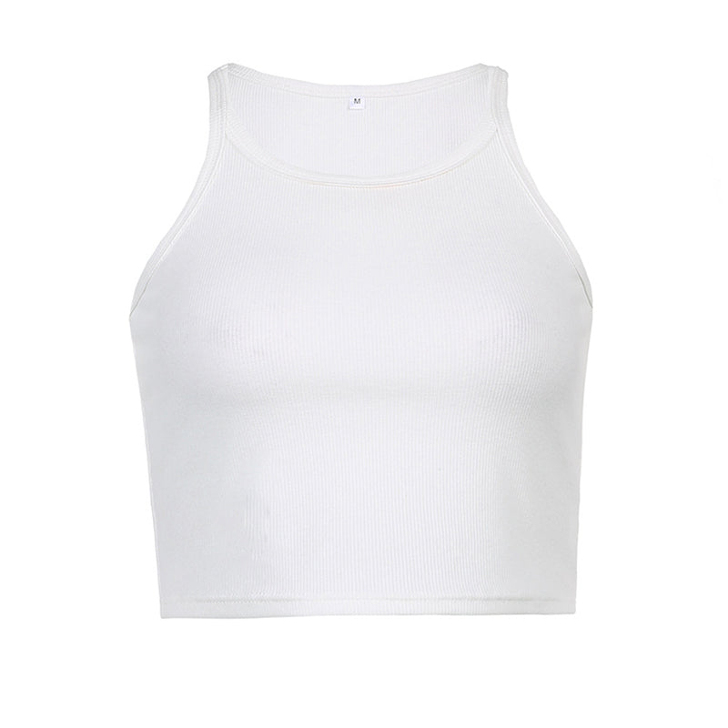 Crop-Tanktop mit U-Ausschnitt - Weiß