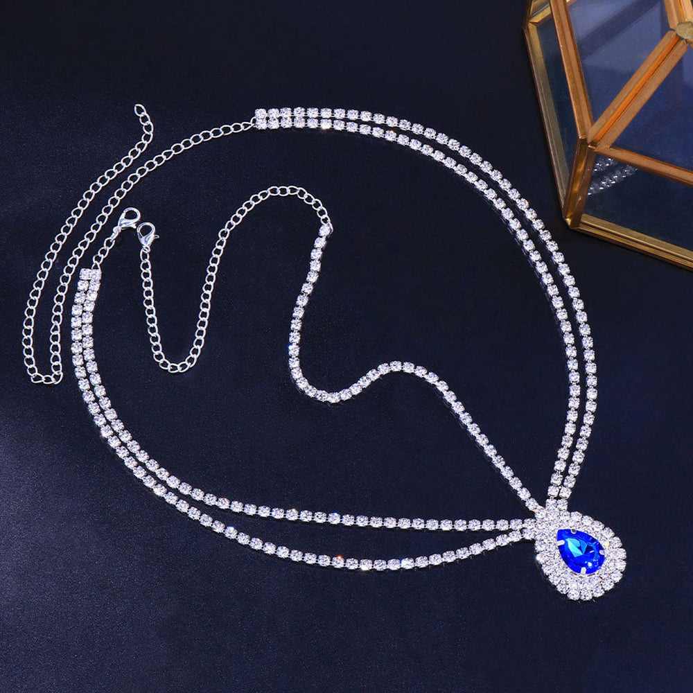 Gem Teardrop Embellished Layered Head Chain - Silver – Fiel Shop