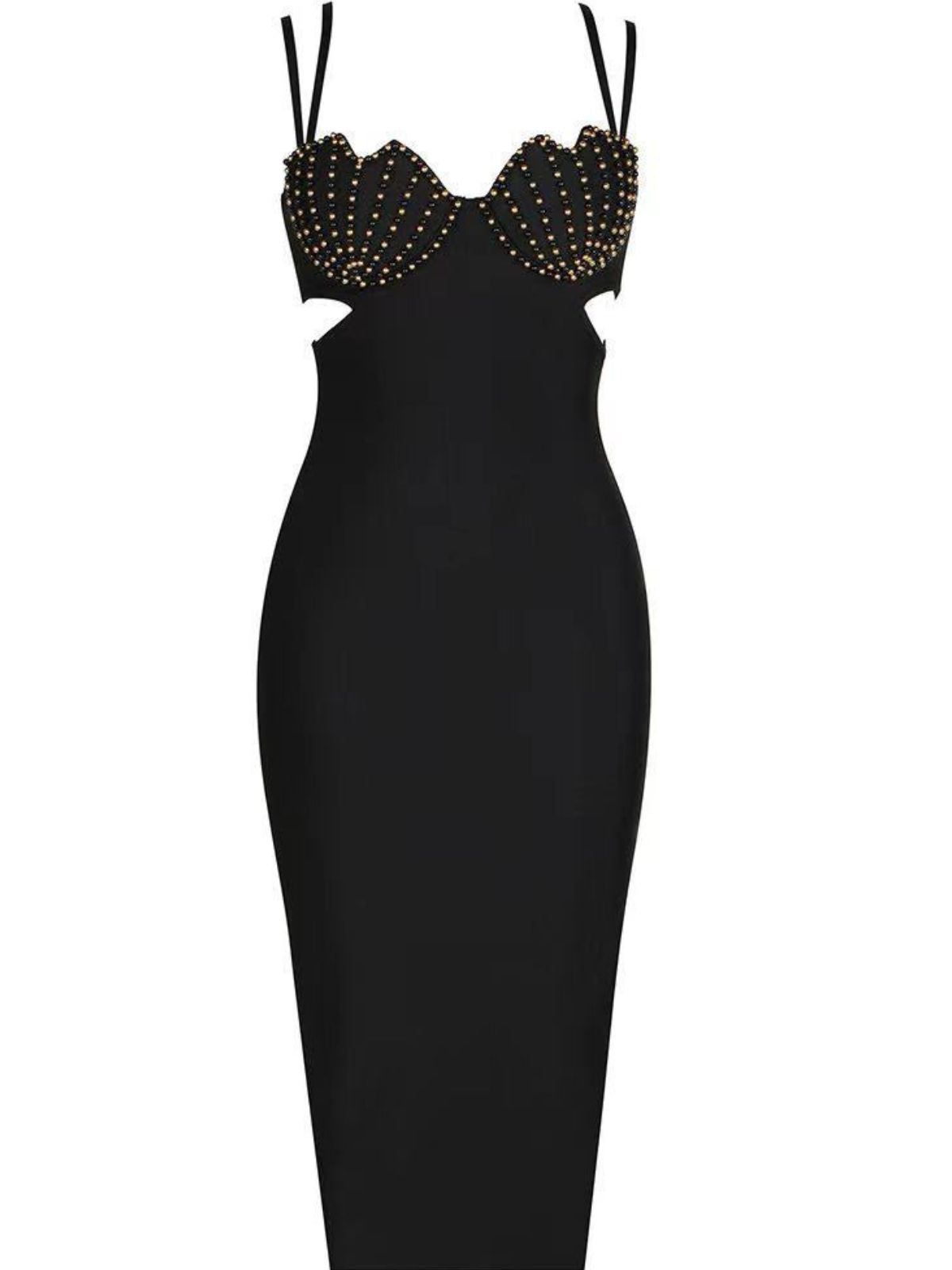 Vestido Bandage Coretta Pearl Coutout en Negro 