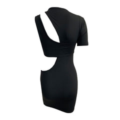 Einzigartiges, figurbetontes Party-Minikleid mit hohem Ausschnitt und Cut-outs - Schwarz