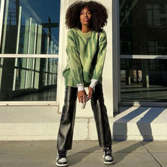 Übergroßer Pullover „Krista“ mit abstraktem Print
