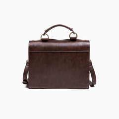 Clock Trim Button Up Crossbody Messager Bag - Coffee