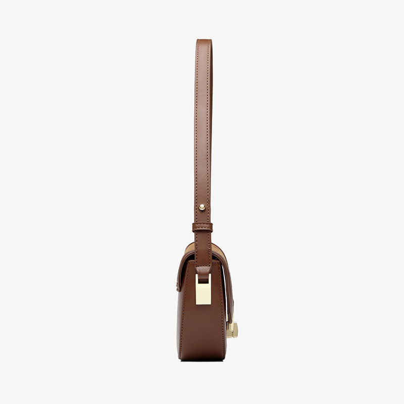 Vintage Suede Argyle Pattern Crossbody Saddle Bag - Brown